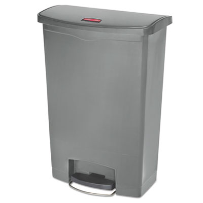 Rubbermaid Commercial Slim Jim Resin Step-On Container, Front Step Style, 24 gal, Gray RCP1883606