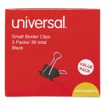 UNVAA019A-B12 Small Binder Clips, Steel Wire, 3/8" Capacity, 3/4" Wide, Black/Silver, 36/Pack UNV10200VP3