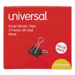 UNVAA019A-B12 Small Binder Clips, Steel Wire, 3/8" Capacity, 3/4" Wide, Black/Silver, 36/Pack UNV10200VP3