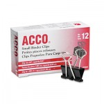 Acco A7072020C Small Binder Clips, Steel Wire, 5/16" Cap, 3/4"w, Black/Silver, Dozen ACC72020