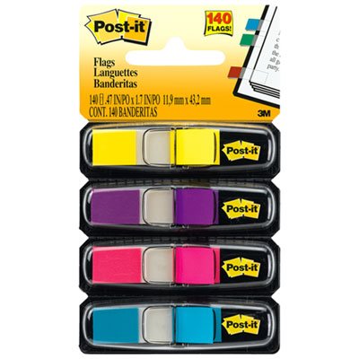 Post-It Flags 6834AB Small Page Flags in Dispensers, Four Colors, 35/Color, 4 Dispensers/Pack MMM6834AB