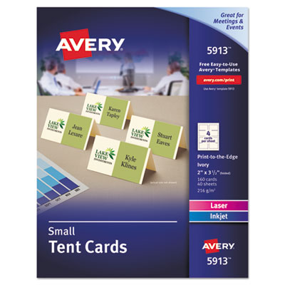 Avery Small Tent Card, Ivory, 2 x 3 1/2, 4 Cards/Sheet, 160/Box AVE5913