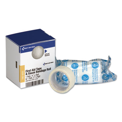 First Aid Only FAE-6003 SmartCompliance First Aid Tape/Gauze Roll Combo, 1/2"x5 yd. Tape, 2"x4 yd