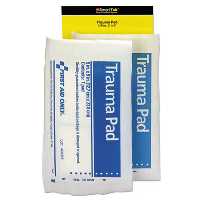 First Aid Only FAE-6024 SmartCompliance Refill Trauma Pad, 5 x 9, White, 2/Bag FAOFAE6024