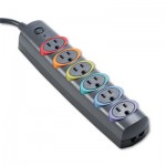 Kensington K62146US SmartSockets Color-Coded Strip Surge Protector, 6 Outlets, 6 ft Cord, 670 Joules KMW62146