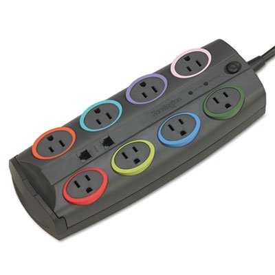Kensington SmartSockets Color-Coded Surge Protector, 8 Outlets, 8 ft Cord, 3090 Joules KMW62691