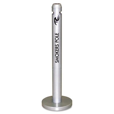 Rubbermaid Commercial Smoker's Pole, Round, Steel, Silver RCPR1SM