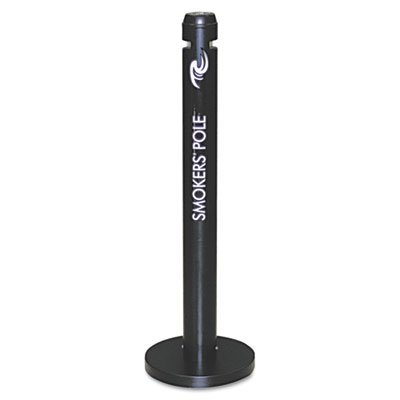 Rubbermaid Commercial Smoker's Pole, Round, Steel, Black RCPR1BK