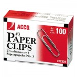Acco A7072320G Smooth Economy Paper Clip, Metal Wire, #3, Silver, 100/Box, 10 Boxes/Pack ACC72320