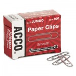 Acco A7072580G Smooth Economy Paper Clip, Metal Wire, Jumbo, Silver, 100/Box, 10 Boxes/Pack ACC72580