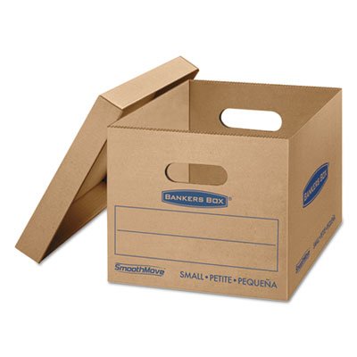 SmoothMove Classic Small Moving Boxes, 15l x 12w x 10h, Kraft/Blue, 15/Carton FEL7714209