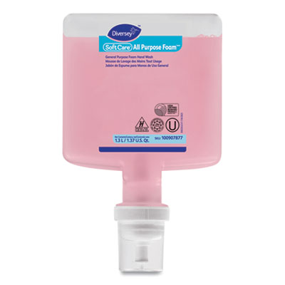 Diversey Soft Care All Purpose Foam for IntelliCare Dispensers, Floral, 1.3 L Cartridge, 6/Carton DVO100907877