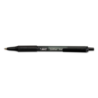 BIC Soft Feel Ballpoint Retractable Pen, Black Ink, .8mm, Fine, Dozen BICSCSF11BK
