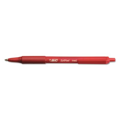 BIC Soft Feel Ballpoint Retractable Pen, Red Ink, 1mm, Medium, Dozen BICSCSM11RD