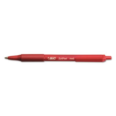 BIC Soft Feel Ballpoint Retractable Pen, Red Ink, 1mm, Medium, Dozen BICSCSM11RD