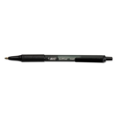 BIC Soft Feel Ballpoint Retractable Pen, Black Ink, 1mm, Medium, Dozen BICSCSM11BK