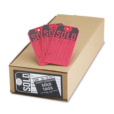 Avery Sold Tags, Paper, 4 3/4 x 2 3/8, Red/Black, 500/Box AVE15161