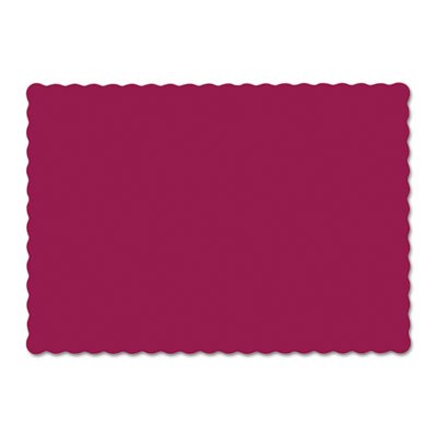 HFM 310524 Solid Color Scalloped Edge Placemats, 9 1/2 x 13 1/2, Burgundy, 1000/Carton HFM310524