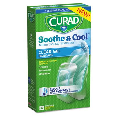 Soothe & Cool Clear Gel Bandages, Assorted, Clear, 8/Box MIICUR5236