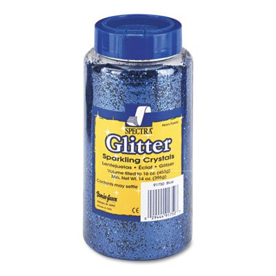 Pacon Spectra Glitter, .04 Hexagon Crystals, Blue, 16 oz Shaker-Top Jar PAC91750