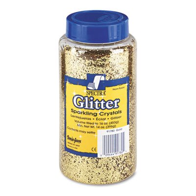 Pacon Spectra Glitter, .04 Hexagon Crystals, Gold, 16 oz Shaker-Top Jar PAC91780