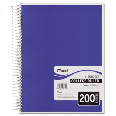 Mead Spiral Bound Notebook, Perforated, College Rule, 8 1/2 x 11, White, 200 Sheets MEA06780
