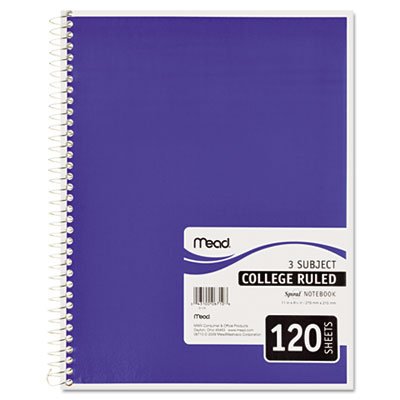 Mead Spiral Bound Notebook, Perforated, College Rule, 8 1/2 x 11, White, 120 Sheets MEA06710