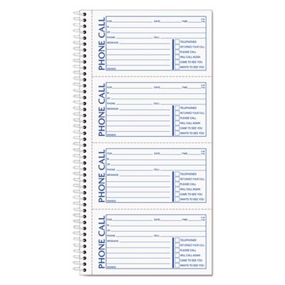 Tops Spiralbound Message Book, 2 3/4 x 5, Two-Part Carbonless, 400/Book TOP4003