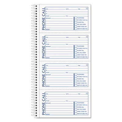 Tops Spiralbound Message Book, 2 3/4 x 5, Two-Part Carbonless, 200/Book TOP4002