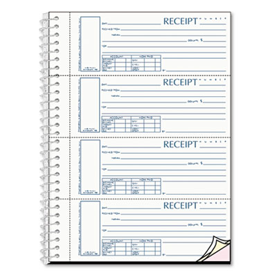 Rediform S16444WCL Spiralbound Unnumbered Money Receipt Book, 7 x 2 3/4, Three-Part, 120 Sets/Book REDS16444WCL