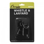 Champion Sports Sports Whistle with Black Nylon Lanyard, Plastic, Black CSIBP601