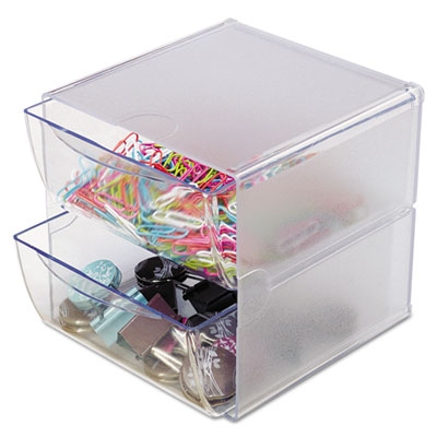 deflecto Stackable Cube Organizer, 2 Drawers, 6 x 7 1/8 x 6, Clear DEF350101