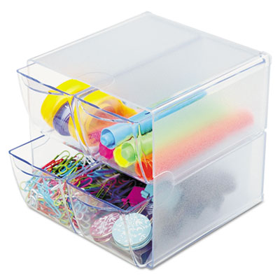 deflecto Stackable Cube Organizer, 4 Drawers, 6 x 7 1/8 x 6, Clear DEF350301