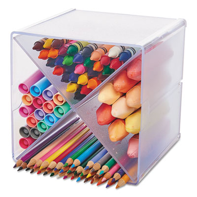 deflecto Stackable Cube Organizer, X Divider, 6 x 7 1/8 x 6, Clear DEF350201