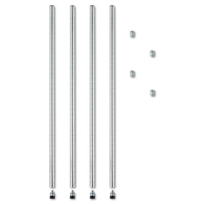 ALESW59PO36SR Stackable Posts For Wire Shelving, 36" High, Silver, 4/Pack ALESW59PO36SR