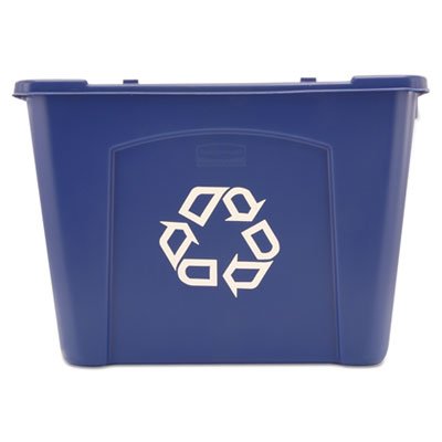 Rubbermaid Commercial Stacking Recycle Bin, Rectangular, Polyethylene, 14gal, Blue RCP571473BE