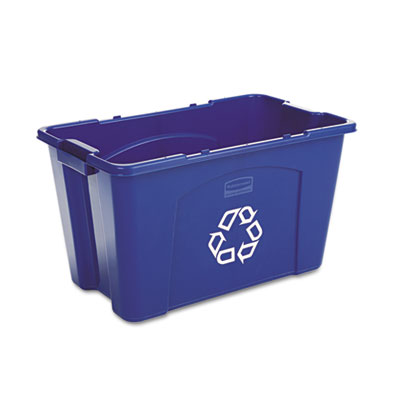 Rubbermaid Commercial FG571873BLUE Stacking Recycle Bin, Rectangular, Polyethylene, 18 gal, Blue RCP571873BE
