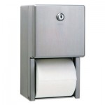 Bobrick Stainless Steel 2-Roll Tissue Dispenser, 6 1/16 x 5 15/16 x 11, Stainless Steel BOB2888