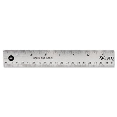 Westcott Stainless Steel Office Ruler With Non Slip Cork Base, 15 ACM10416