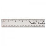 UNV59023 Stainless Steel Ruler w/Cork Back and Hanging Hole, 12", Silver UNV59023