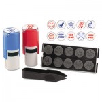 Stamp-Ever Stamp, Self-Inking with 10 Dies, 5/8", Blue/Red USS4630