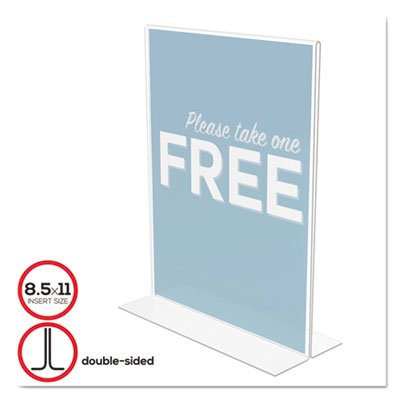 deflecto Stand-Up Double-Sided Sign Holder, Plastic, 8 1/2 x 11, Clear DEF69201