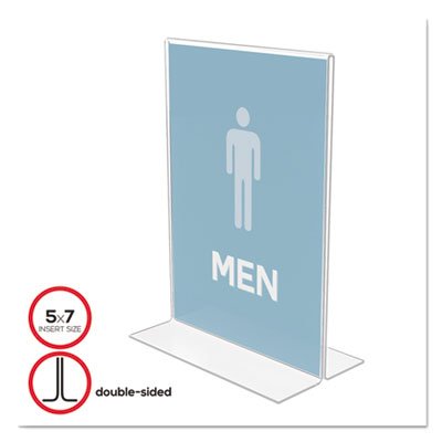 deflecto Stand-Up Double-Sided Sign Holder, Plastic, 5 x 7, Clear DEF69101
