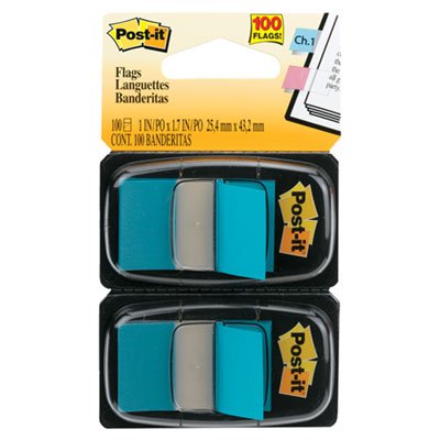 Post-It Flags Standard Page Flags in Dispenser, Bright Blue, 100 Flags/Dispenser MMM680BB2