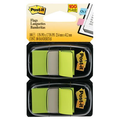 Post-It Flags Standard Page Flags in Dispenser, Bright Green, 100 Flags/Dispenser MMM680BG2
