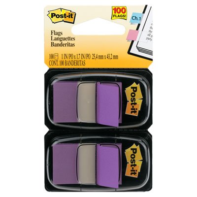 Post-It Flags Standard Page Flags in Dispenser, Purple, 100 Flags/Dispenser MMM680PU2