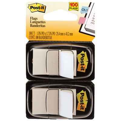 Post-It Flags Standard Page Flags in Dispenser, White, 100 Flags/Dispenser MMM680WE2