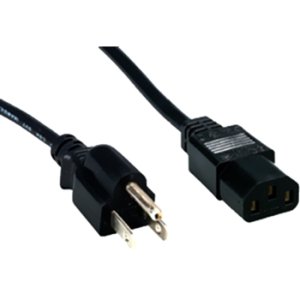 Standard PC Power Cord, NEMA 5-15P to IEC 60320-C13, 18/3 SVT, Black 1ft PWC-BK-1