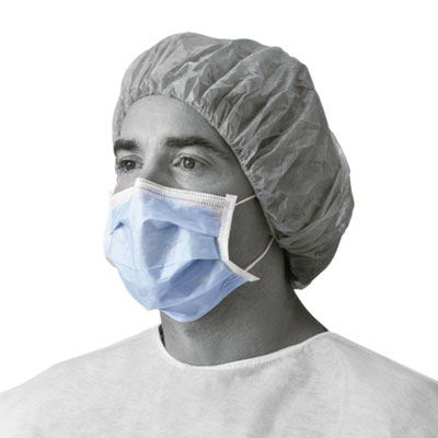 Medline Standard Procedure Face Mask, Cellulose, Blue, 50/Box MIINON27375Z