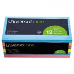 UNV35610 Standard Self-Stick Bright Pads, 3 x 3, Assorted Bright Colors, 100-Sheet, 12/PK UNV35610
